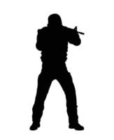 Military Soldier Silhouette, Army Officer carrying Rifle Weapon Gun vector