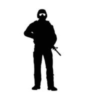 Army Soldier Silhouette, Military Officer carrying Rifle Weapon Gun
