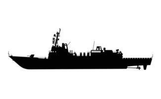 Military Anti-submarine Frigate Warship Vessel Silhouette, Army Attack Craft Battleship Illustration vector