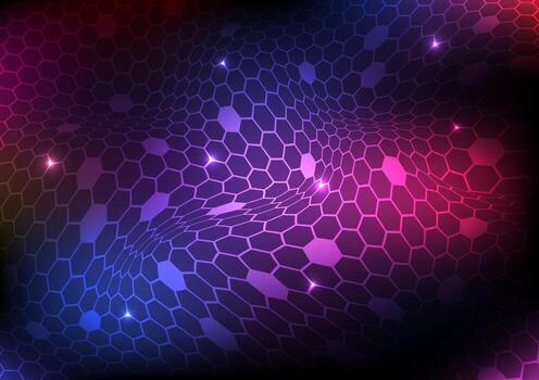 Digital Hexagon Net Honeycomb Purple Background vector