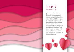 Abstract template card valentine red and pink wave background vector