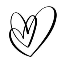 signo de logotipo de dos corazones de amor vectorial. pareja de símbolos de ilustración romántica y boda. elemento de diseño de caligrafía del día de san valentín. plantilla de tarjeta de felicitación, invitación vector