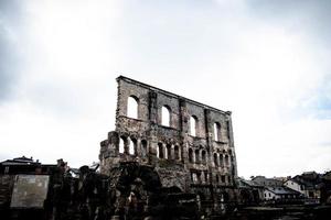 the remains of the beautiful Roman theater of Aosta, during a winter day in December 2022 photo