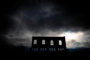 the remains of the beautiful Roman theater of Aosta, during a winter day in December 2022 photo
