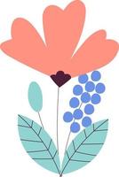 Flowers with leaves bouquet. vector