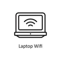 Laptop Wifi outline icon Design illustration. Web Hosting And cloud Services Symbol on White backgroung EPS 10 File vector