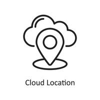 Cloud Location outline icon Design illustration. Web Hosting And cloud Services Symbol on White backgroung EPS 10 File vector