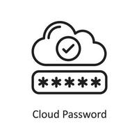 Cloud Password outline icon Design illustration. Web Hosting And cloud Services Symbol on White backgroung EPS 10 File vector