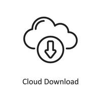 Cloud Download outline icon Design illustration. Web Hosting And cloud Services Symbol on White backgroung EPS 10 File vector