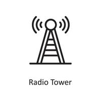 ilustración de diseño de icono de contorno de torre de radio. símbolo de alojamiento web y servicios en la nube en el archivo eps 10 de fondo blanco vector