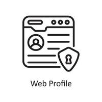 ilustración de diseño de icono de contorno de perfil web. símbolo de alojamiento web y servicios en la nube en el archivo eps 10 de fondo blanco vector