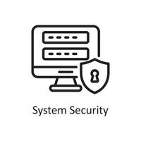 System Security outline icon Design illustration. Web Hosting And cloud Services Symbol on White backgroung EPS 10 File vector