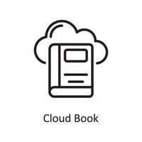 ilustración de diseño de icono de esquema de libro de nube. símbolo de alojamiento web y servicios en la nube en el archivo eps 10 de fondo blanco vector