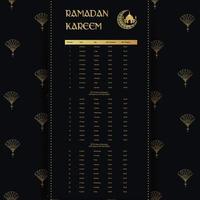 Ramadan Calendar Design 2023. Calendar Mockup template, Islamic Calendar dua and time table schedule print ready vector illustration