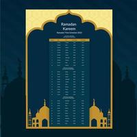 Ramadan Calendar Design 2023. Calendar Mockup template, Islamic Calendar dua and time table schedule print ready vector illustration