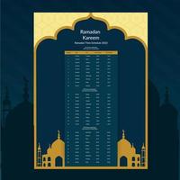 Ramadan Calendar Design 2023. Calendar Mockup template, Islamic Calendar dua and time table schedule print ready vector illustration