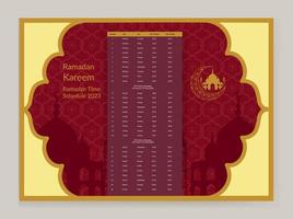 Ramadan Calendar Design 2023. Calendar Mockup template, Islamic Calendar dua and time table schedule print ready vector illustration