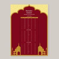 Ramadan Calendar Design 2023. Calendar Mockup template, Islamic Calendar dua and time table schedule print ready vector illustration