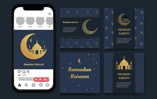 Ramadan Kareem. Islamic festival community prayers template for a post for social networks vector