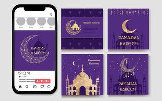 Ramadan Kareem. Islamic festival community prayers template for a post for social networks vector