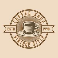 Coffee Cup Coffee Shop Vintage Logo Template Badge Label Illustration Vector Design