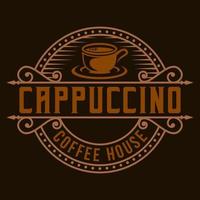 cafetería taza de café vintage logo plantilla insignia etiqueta ilustración vector diseño