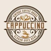diseño de vector de ilustración de etiqueta de insignia de plantilla de logotipo de taza de café de cafetería vintage