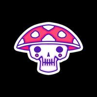 Cute skull mushroom head illustration, with soft pop style and old style 90s cartoon drawings. Artwork for street wear, t shirt, patchworks. vector