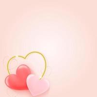 feliz fondo del día de san valentín con un corazón rosa 3d sobre fondo rosa. símbolos vectoriales de amor por los diseños de tarjetas de felicitación de cumpleaños, día de San Valentín y mujeres felices. vector
