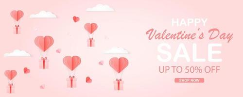 fondo de venta de san valentín con corazón. ilustración vectorial papel pintado, volantes, afiches, folletos, pancartas. símbolos vectoriales de amor por mujeres felices, madres, día de san valentín, cumpleaños vector