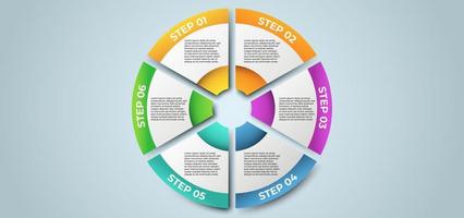 infografía de negocios. vector de diseño de infografías de línea de tiempo. la infografía se puede utilizar para diseños de flujo de trabajo, diagramas, pancartas y diseño web. con 6 pasos, opciones, partes o procesos.