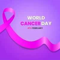 pink ribbon, text and purple background for world cancer day design template. simple, modern and elegant. vector illustration