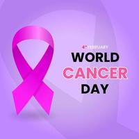 world cancer day design templat. pink ribbon and text. simple and elegant vector