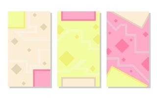 set of yellow, brown and pink abstract portrait background with square pattern and lines. simple, flat and colorful. used for wallpaper, backdrop, social media stories and poster