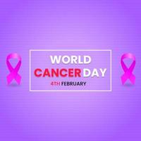 cancer day design template with pink ribbon and text. simple, modern and elegant style vector