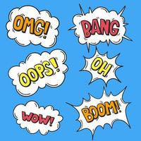 Cartoon bang effect with text. Bubble speech effect. Comic explosion text. vector