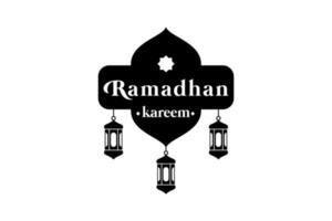diseño del logotipo de la insignia de Ramadán, mes de ayuno, islámico, lámpara de araña vector