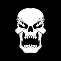 Skull art Illustration hand drawn black and white vector for tattoo, sticker, poster etc