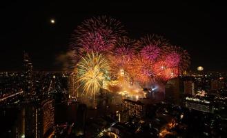 Spectacular fireworks display along the Chao Phraya River Bangkok, Thailand photo