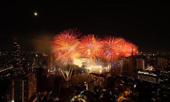 Spectacular fireworks display along the Chao Phraya River Bangkok, Thailand photo