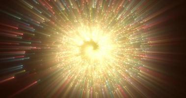 Abstract spiral tunnel of beautiful flying glowing magical particles bokeh energy orange fiery circles on a dark background. Abstract background photo