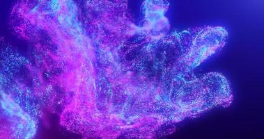 Abstract fluid explosion iridescent purple waves glowing energy magical with blur effect in liquid water. Abstract background photo