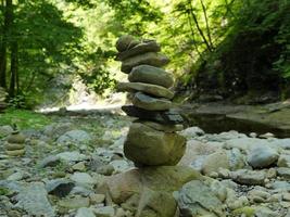 Rock Stack Riverbed Green Forest photo