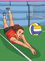 Volleyball Sports Colored Cartoon Illustration vector