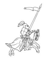 Knight Joust Isolated Coloring Page for Kids vector