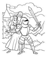 Knight Protecting the Princess Coloring Page