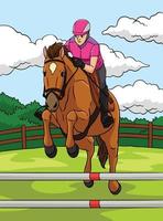 Show Jumping Colored Cartoon Illustration vector