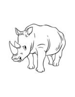 Rhinoceros Isolated Coloring Page for Kids vector