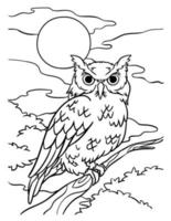 Owl Coloring Page for Kids vector