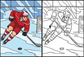 Ice hockey Coloring Page Colored Illustration vector